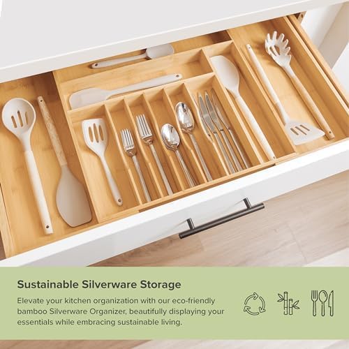 KitchenEdge con seis compartimentos para clasificar cubiertos grandes y pequeños.