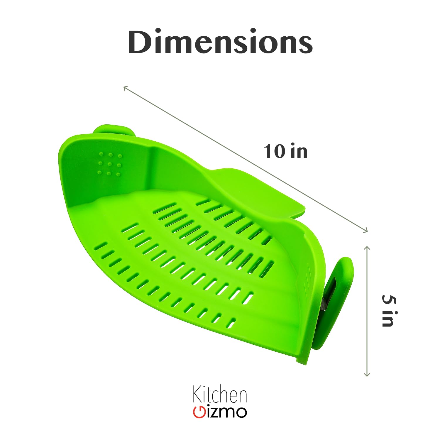 Kitchen Gizmo ajuste flexible para ollas y cazo, drenaje seguro.