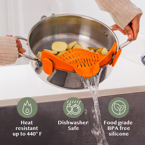 Kitchen Gizmo escurrido rápido de pasta con clip ligero y manejo simple.