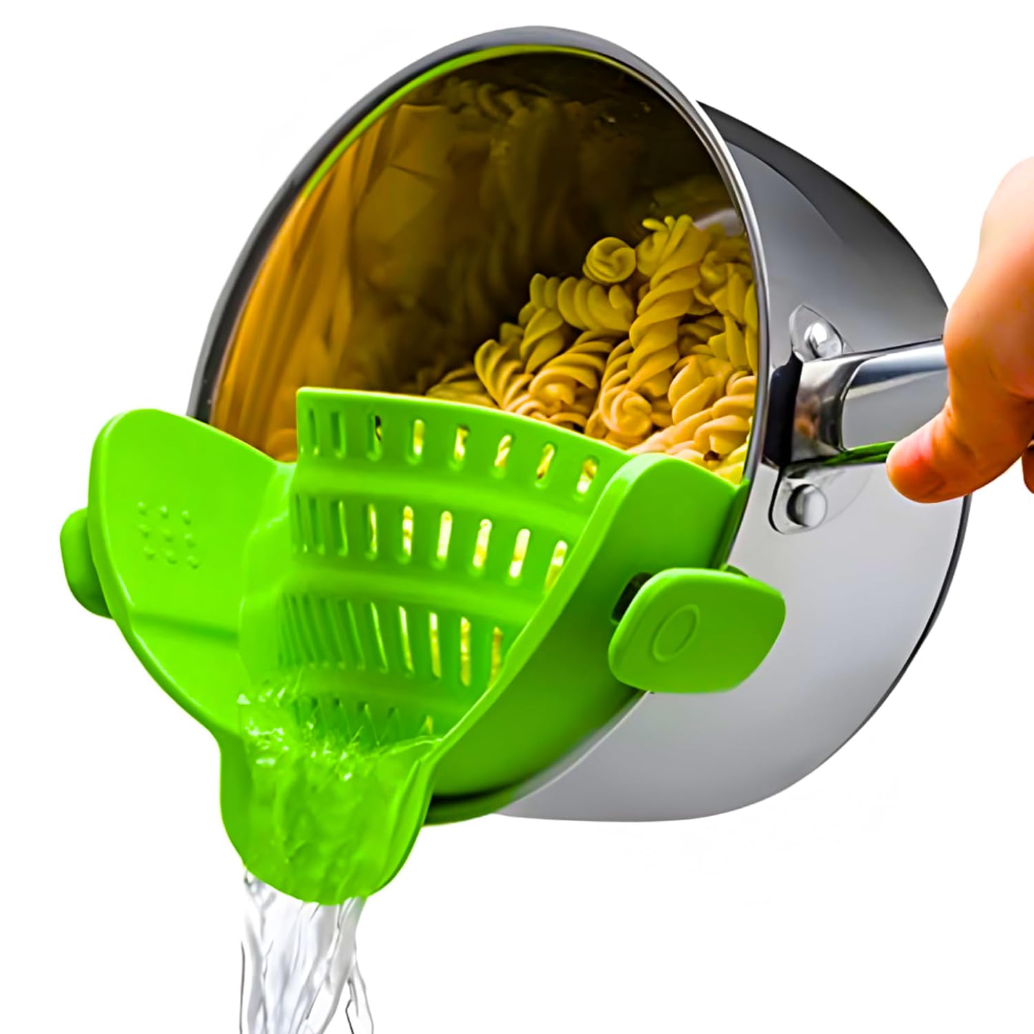 Kitchen Gizmo escurridor acoplable para ollas, drenaje sin manos y rápido.