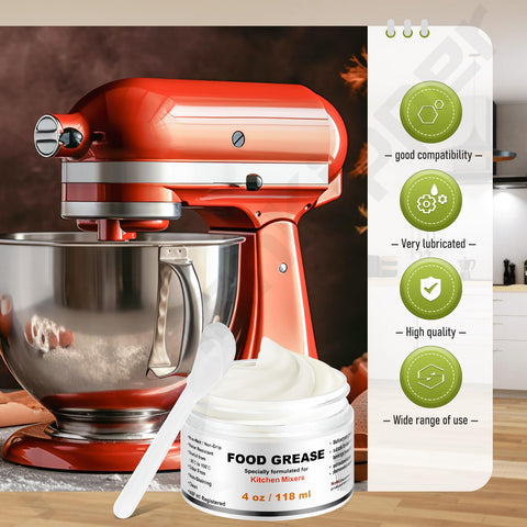 KitchenKipper grasa aplicada en mezcladora KitchenAid mejorando rendimiento
