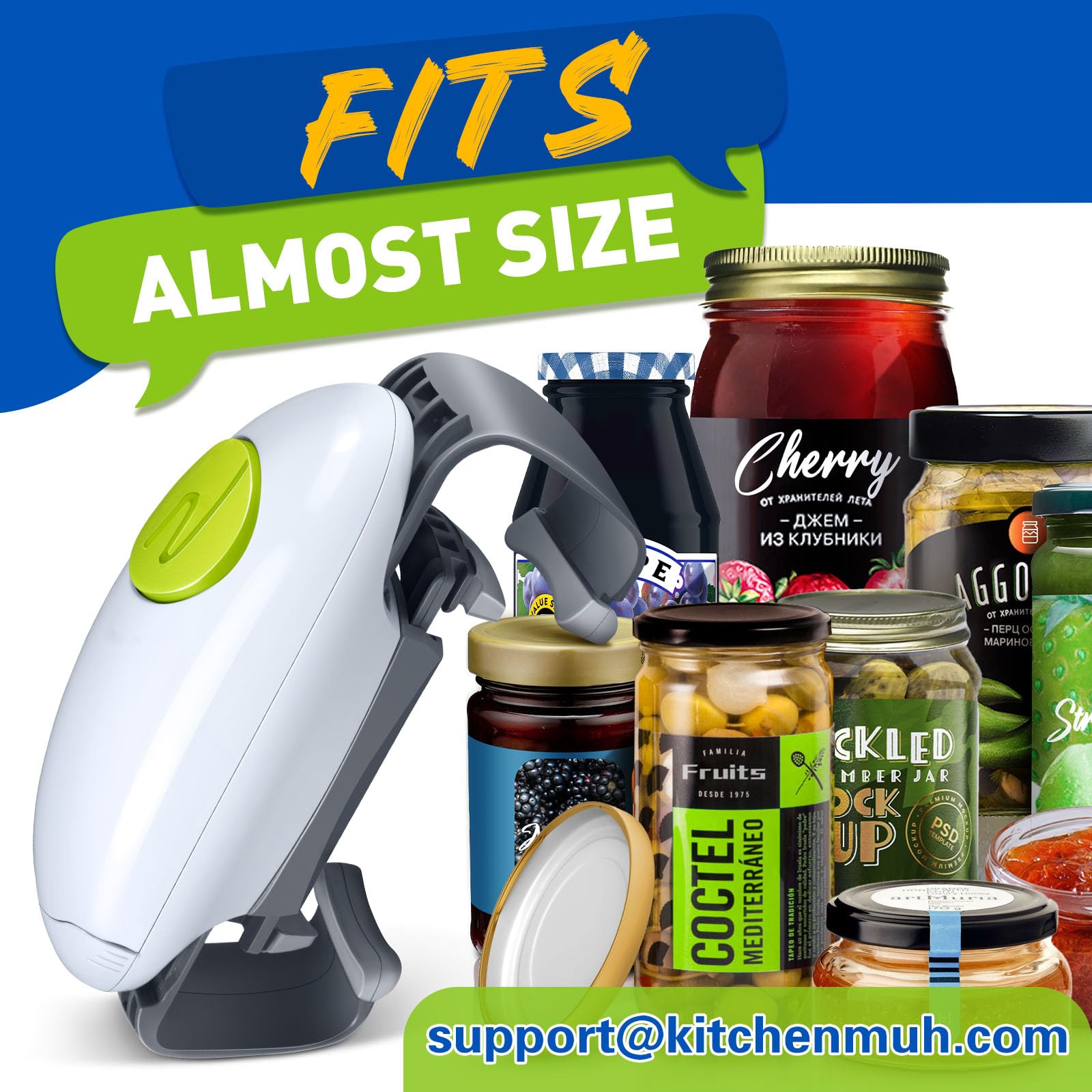 Kitchenmuh abrelatas con batería, operación estable y apagado automático