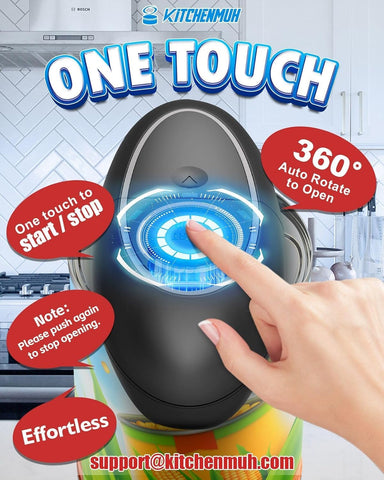 KITCHENMUH abrelatas eléctrico One Touch admite latas redondas, cuadradas y ovaladas