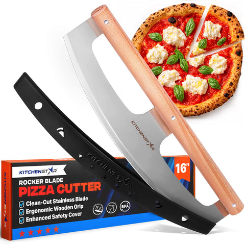 KitchenStar cortador pizza rocker 16 pulgadas, corte limpio y preciso