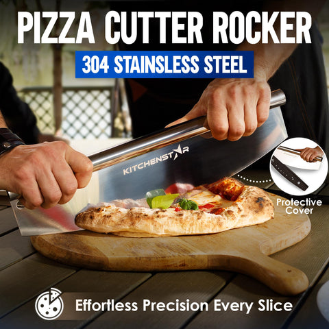 Cortador rocker KitchenStar para pizza, cortes precisos con funda de seguridad