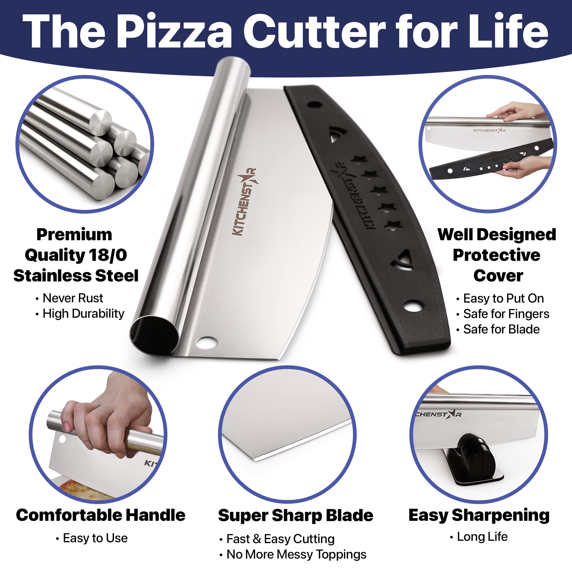 KitchenStar cubierta protectora para pizza ofrece almacenamiento seguro y evita cortes