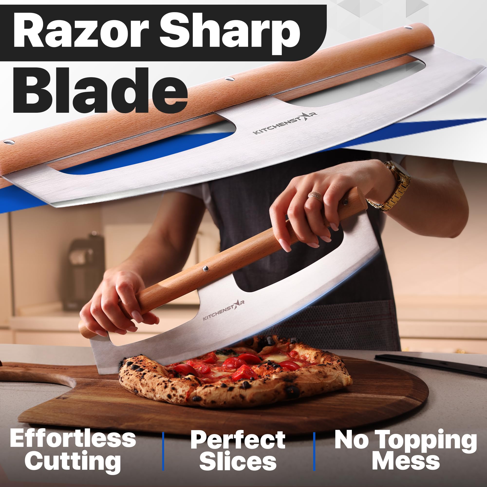 KitchenStar mango de haya ergonómico para uso cómodo