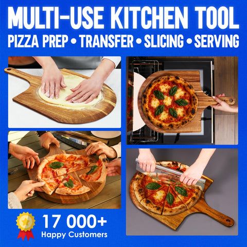 KitchenStar pala multiuso en acacia ideal para pizzas, quesos y panes