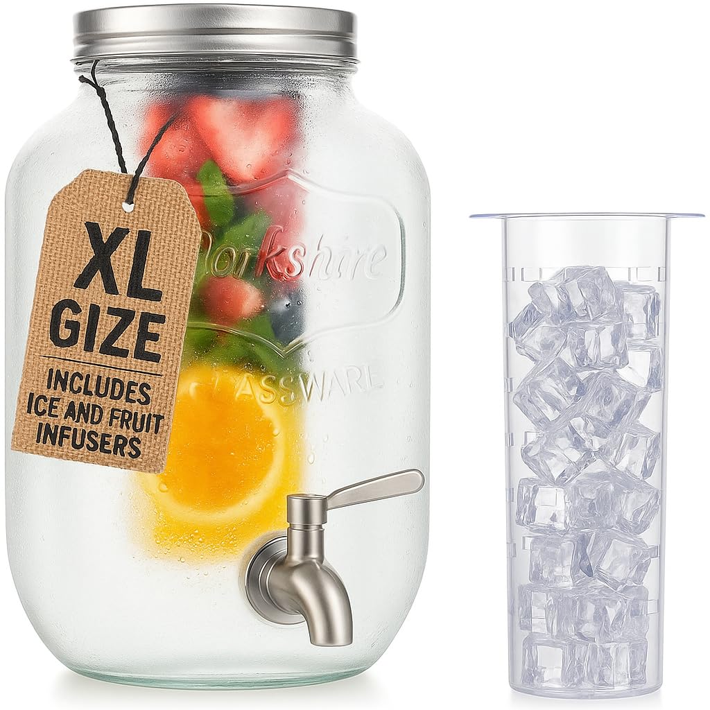 Kitchentoolz dispensador de bebidas de vidrio 2 galones, ideal para servir agua saborizada