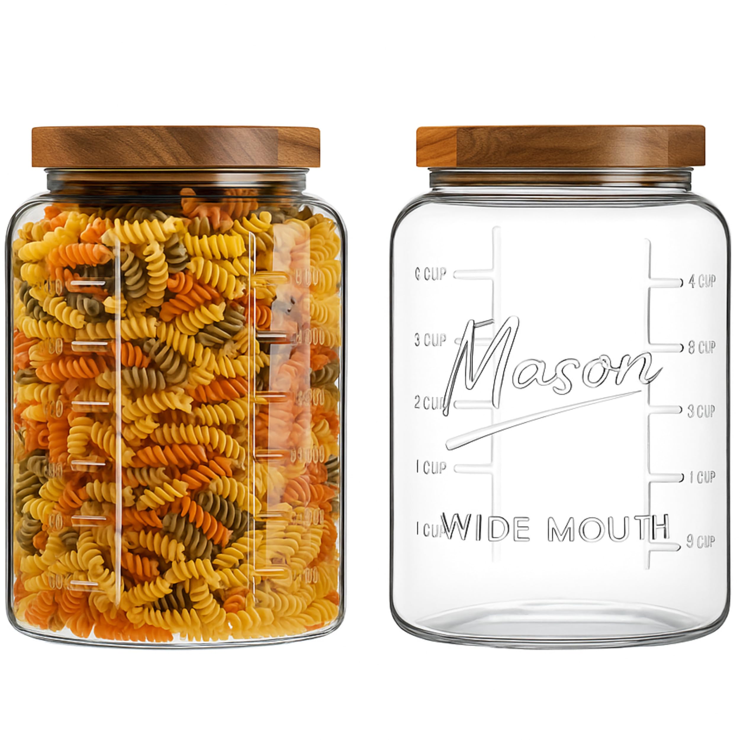 Jarra mason de kitchentoolz con tapa de madera para conservar alimentos frescos.