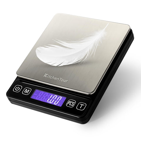 KitchenTour balanza cocina digital con capacidad 500 g para medir ingredientes con precisión
