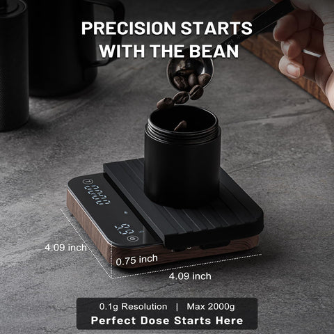 Cafemetric superficie de vidrio templado para vertidos estables y limpias preparaciones.