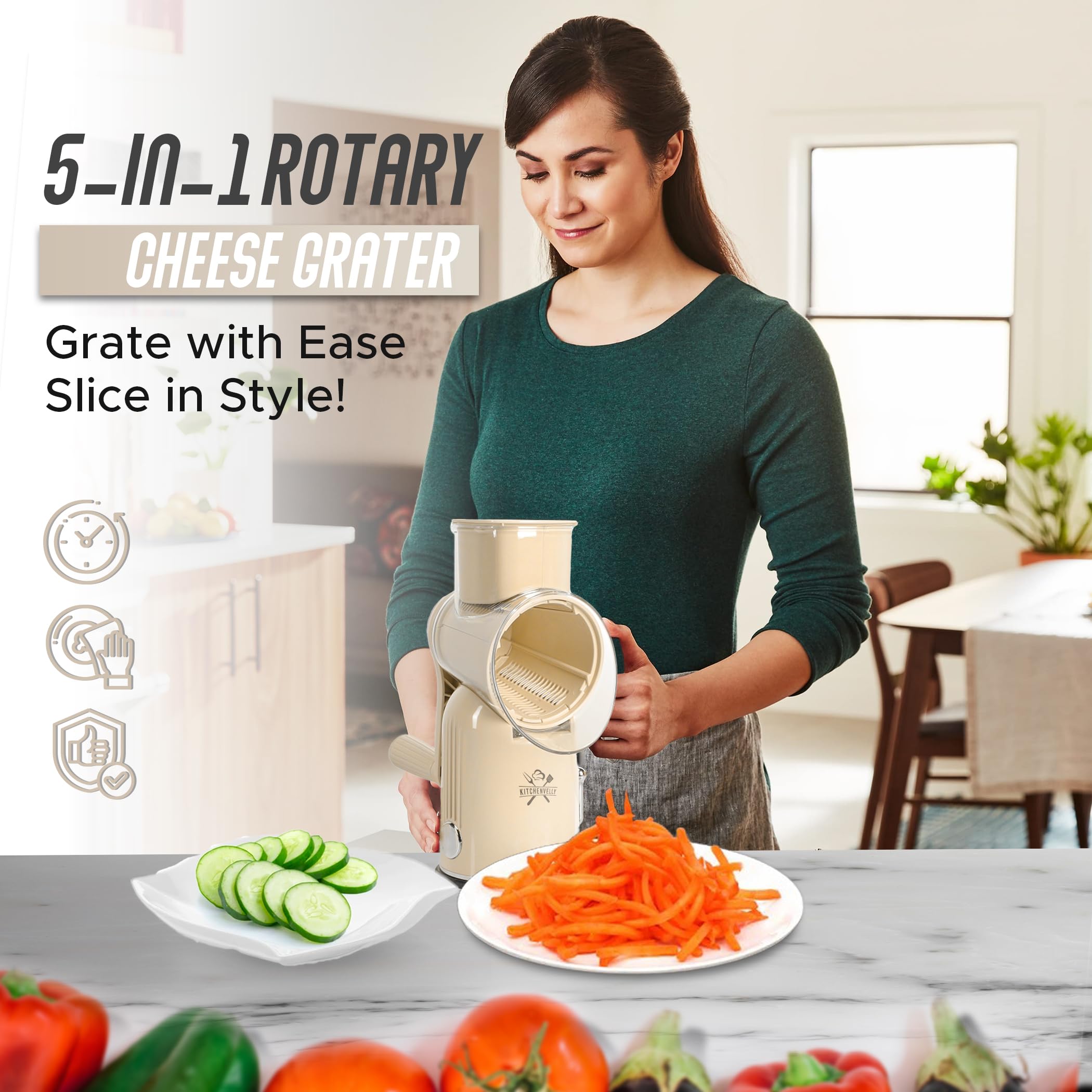 KitchenVelly piezas desmontables permiten limpieza a mano o lavavajillas.