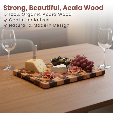 Kitchletic tabla de acacia, madera natural y veta atractiva.