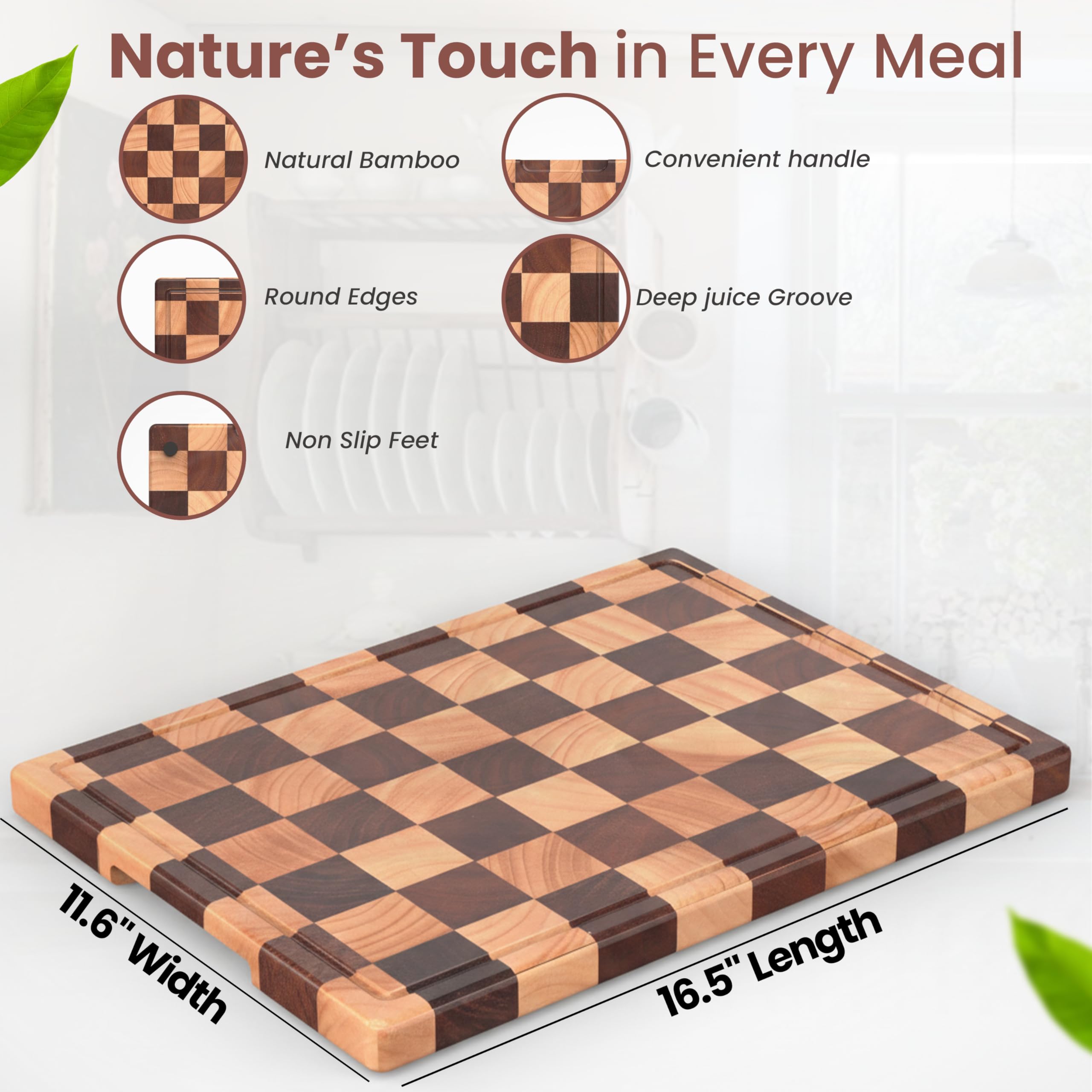 Kitchletic tabla de picar compacta de madera, perfecta para cortes rápidos.