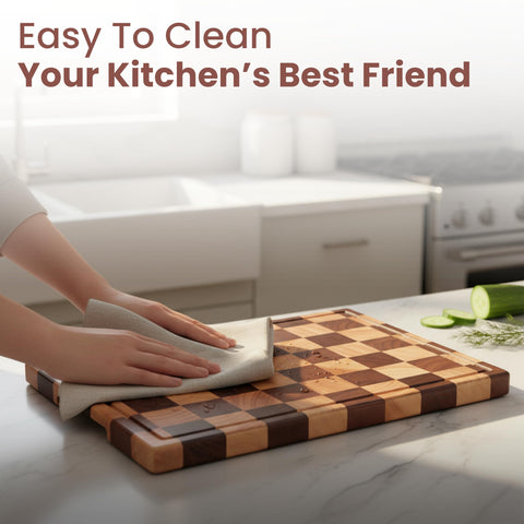 Kitchletic tabla para cortar carne en madera, superficie resistente para trocear.