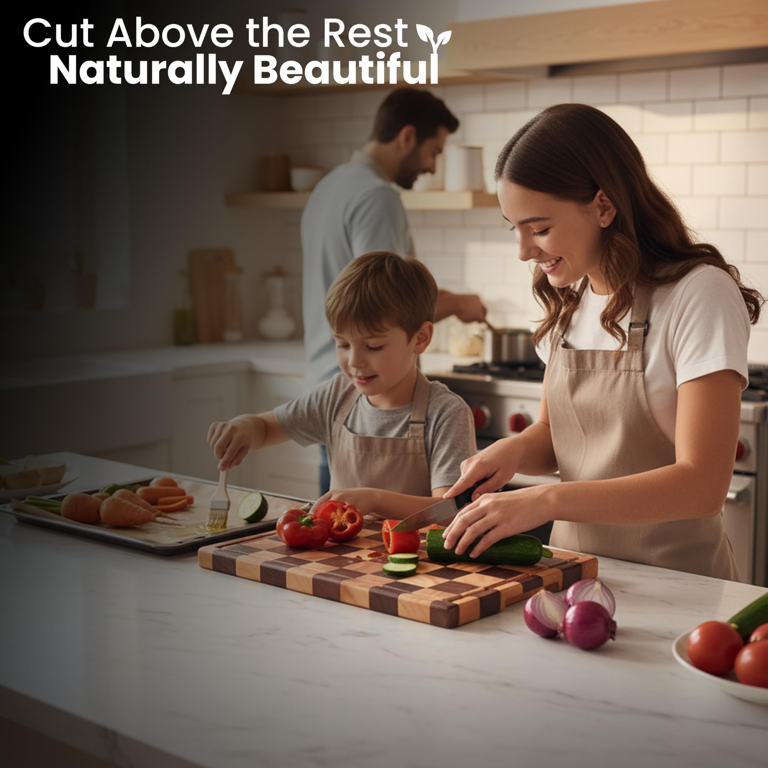 Kitchletic tabla para cortar frutas en madera, perfecta para ensaladas.