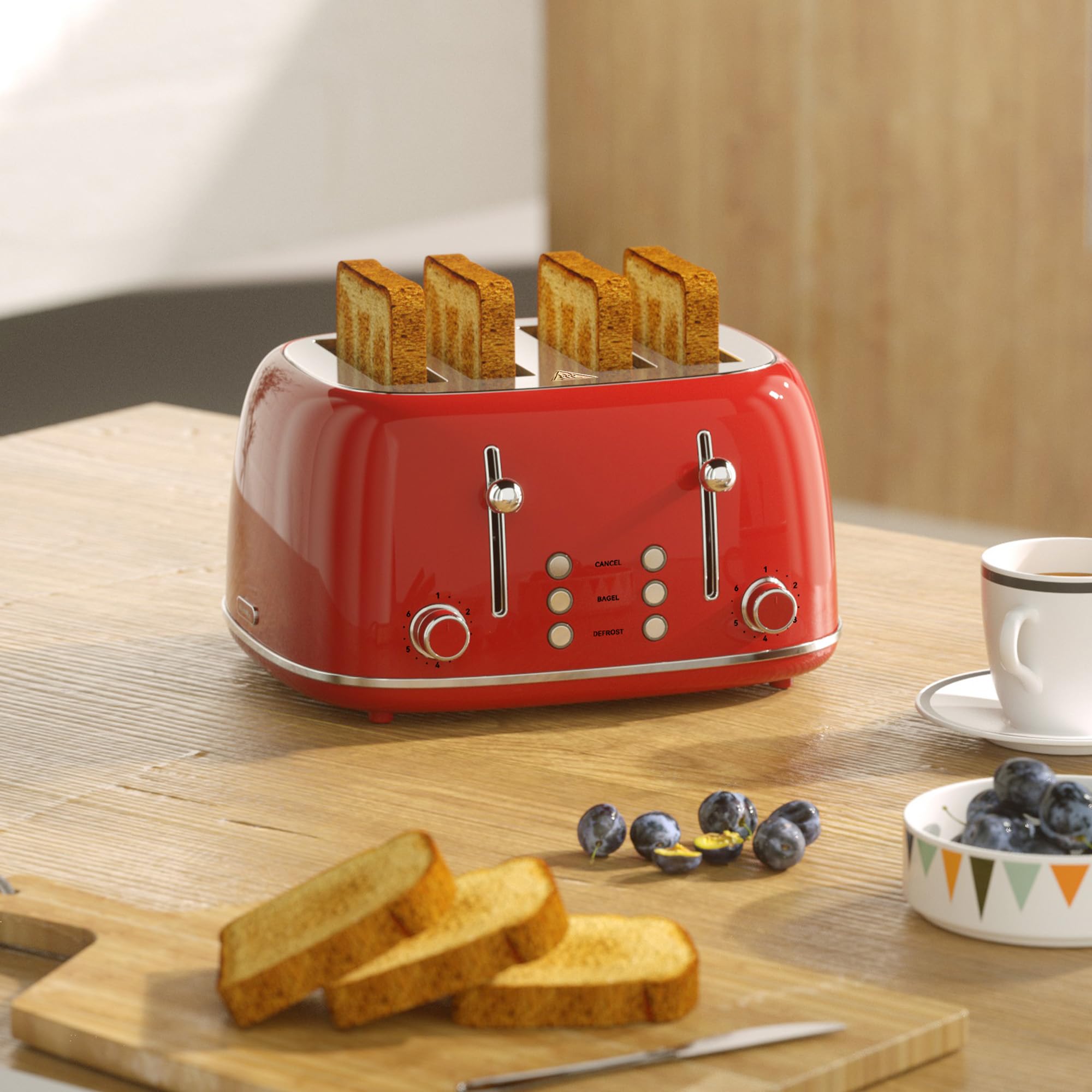 Tostadora KITCHMIX 4 rebanadas limpieza fácil con bandejas extraíbles