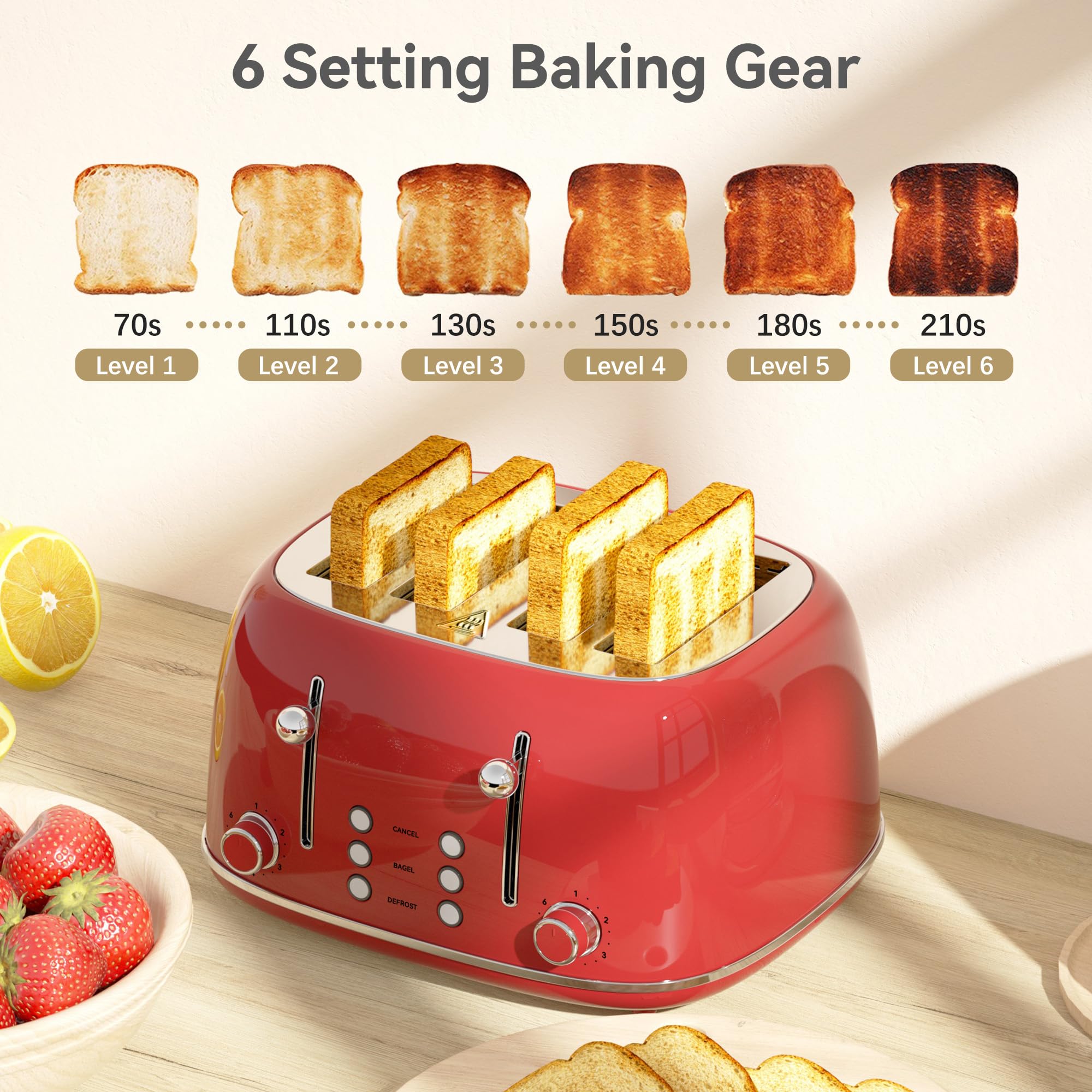 Tostadora KITCHMIX 4 rebanadas con 6 niveles de tostado para ajustar sabores