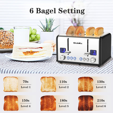 KitchMix: tostadora con función bagel para dorar exterior y calentar interior.
