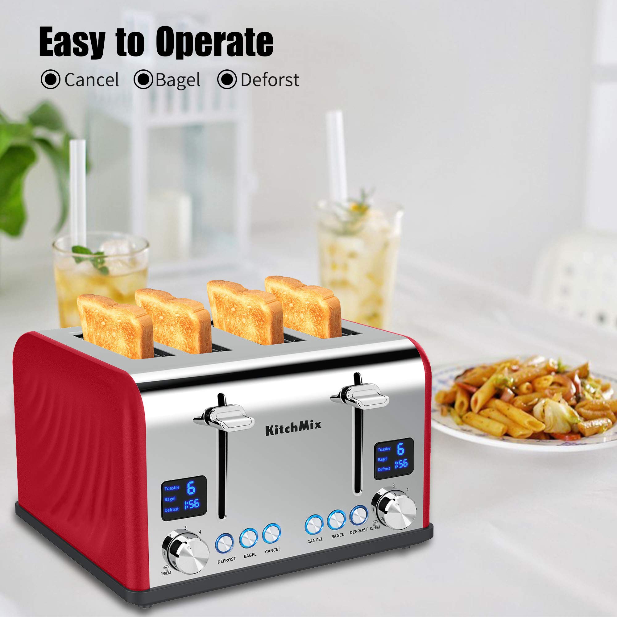 KitchMix Tostadora con controles duales para distintos niveles.