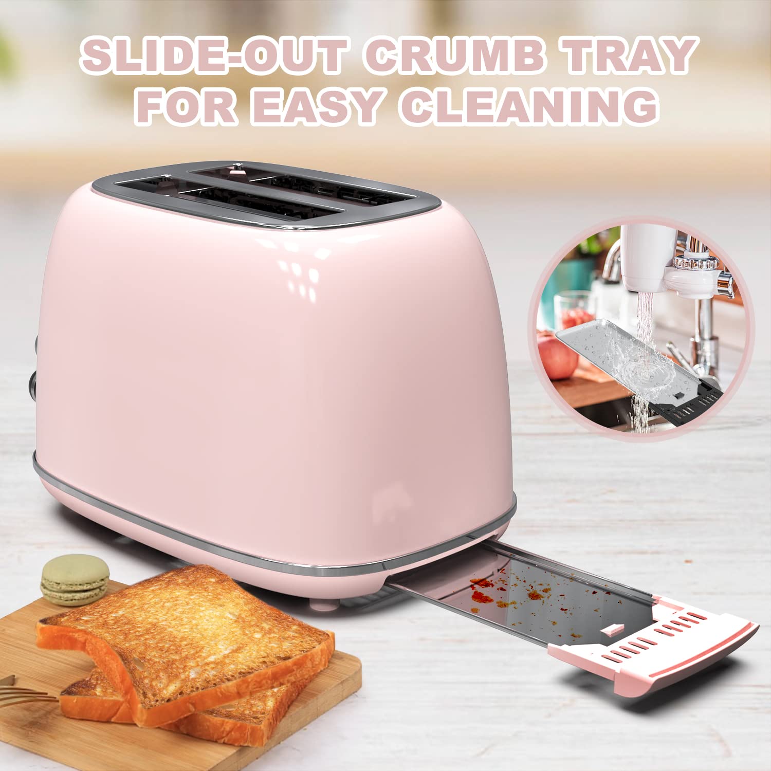 Tostadora KITCHMIX con palanca de elevación alta para sacar rebanadas pequeñas.