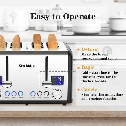 KitchMix: palanca de elevación manual para sacar el pan con seguridad.