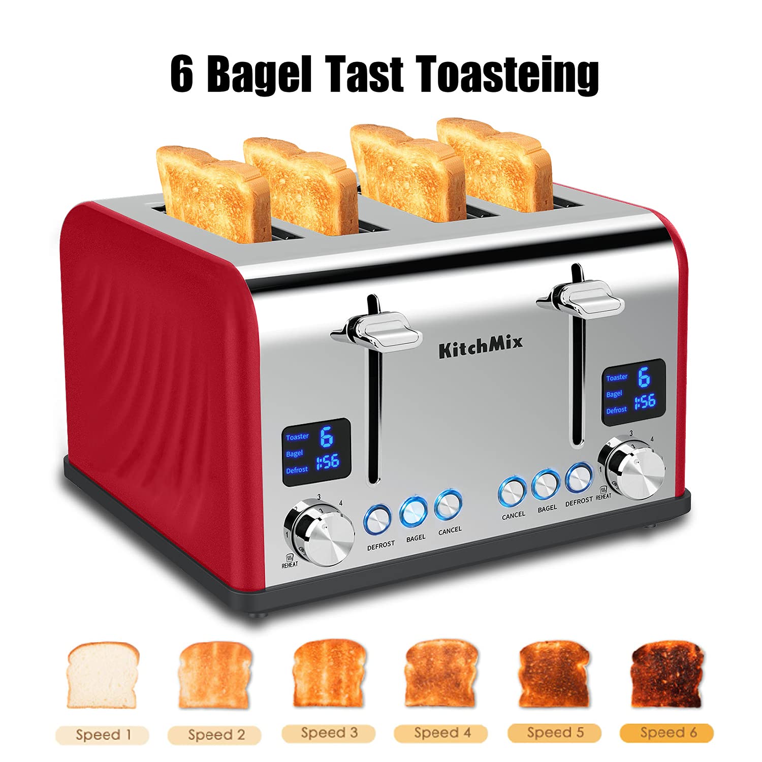 KitchMix Tostadora con pantalla LCD para controlar el tostado.