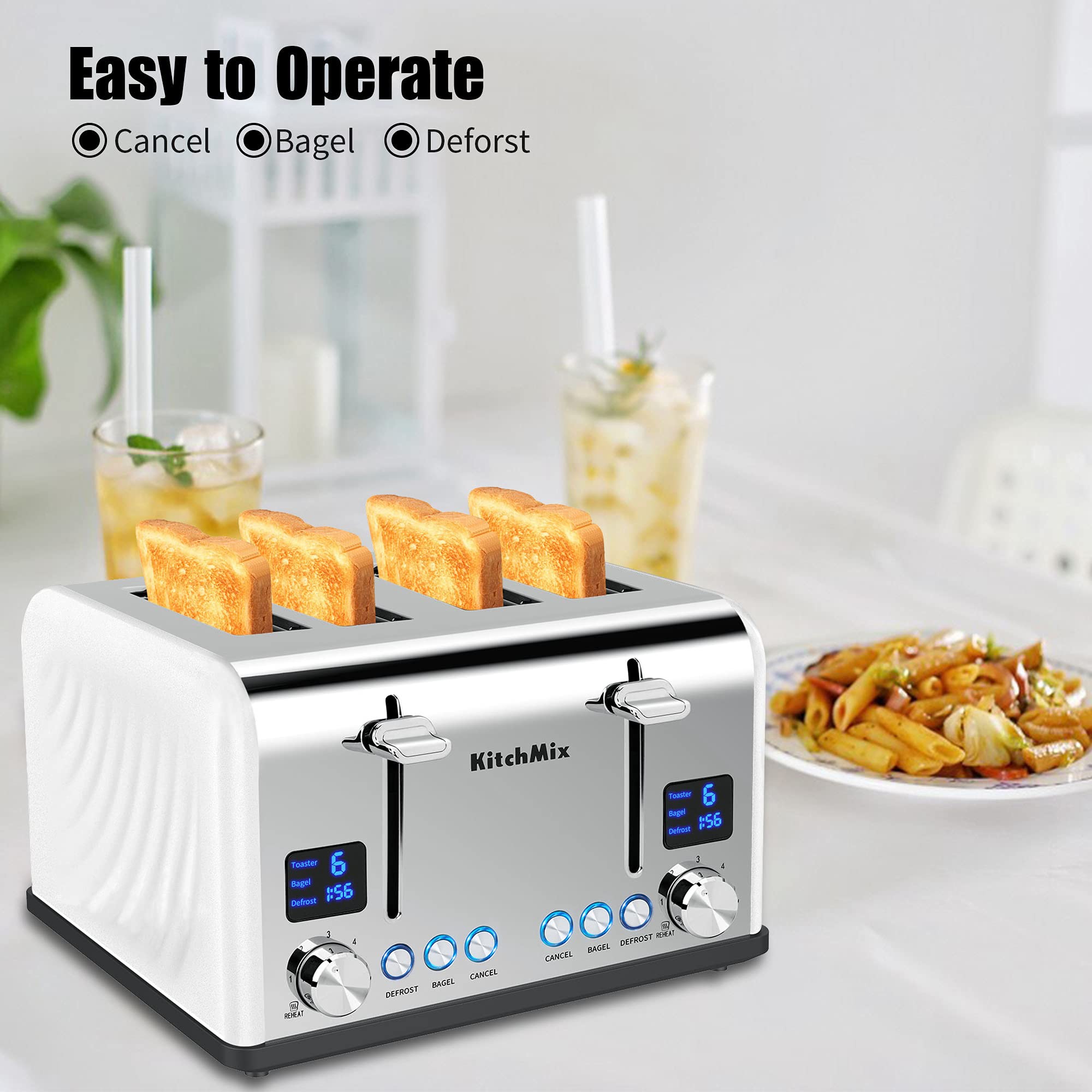 Tostadora KitchMix ranuras anchas 1,5 pulgadas para panes grandes