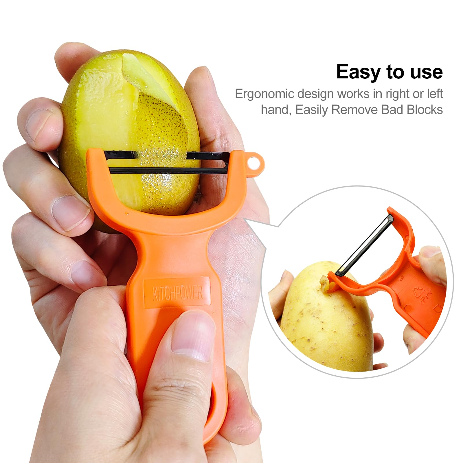 Pelador KITCHPOWER con diseño ergonómico para mano derecha