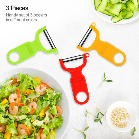KITCHPOWER pelador verde, mango ergonómico, uso cómodo para manos cansadas.