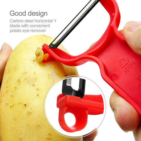KITCHPOWER pelador de verduras pack 3 amarillo para pelado rápido y cómodo.