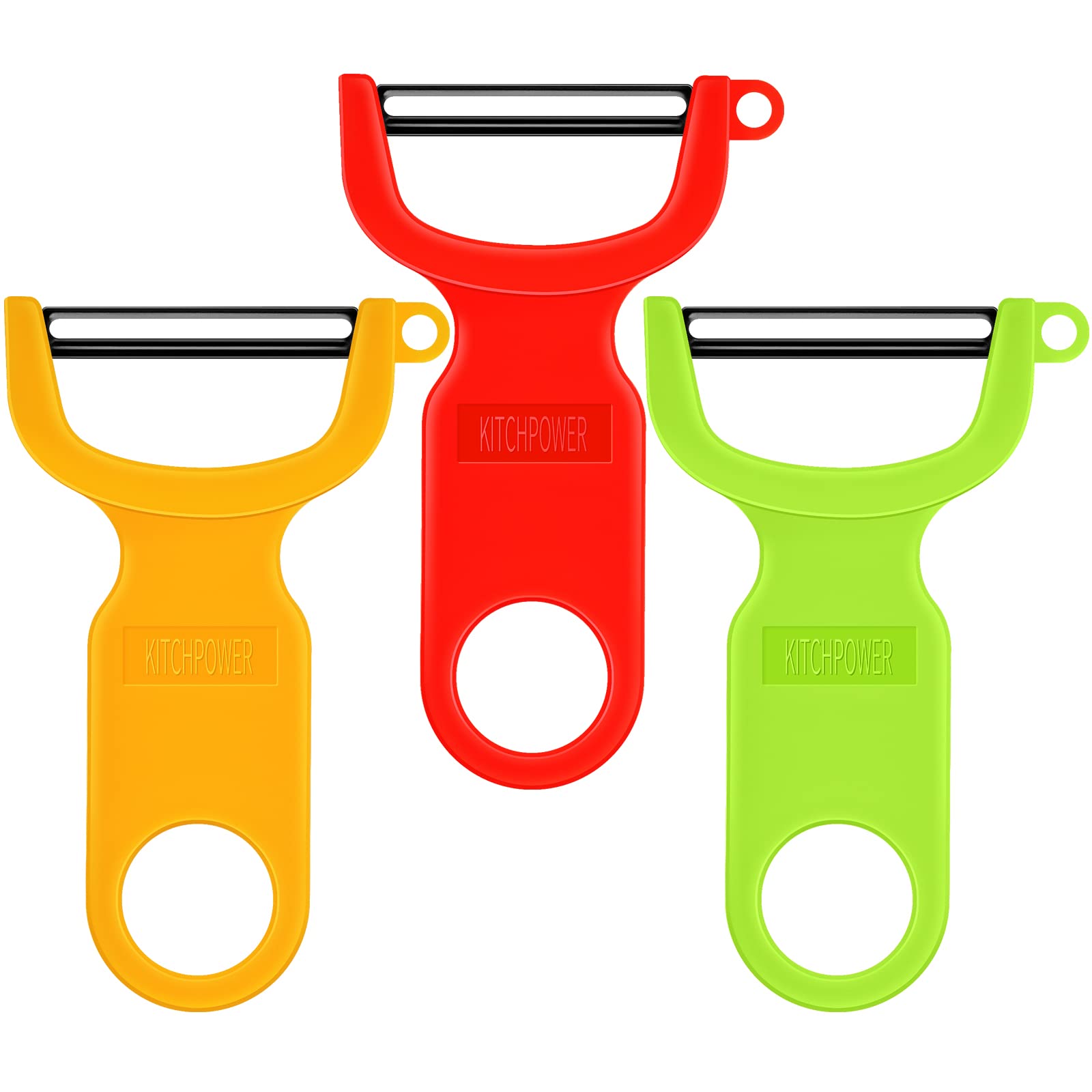 KITCHPOWER pelador de verduras pack 3 rojo para pelar sin dañar la pulpa.