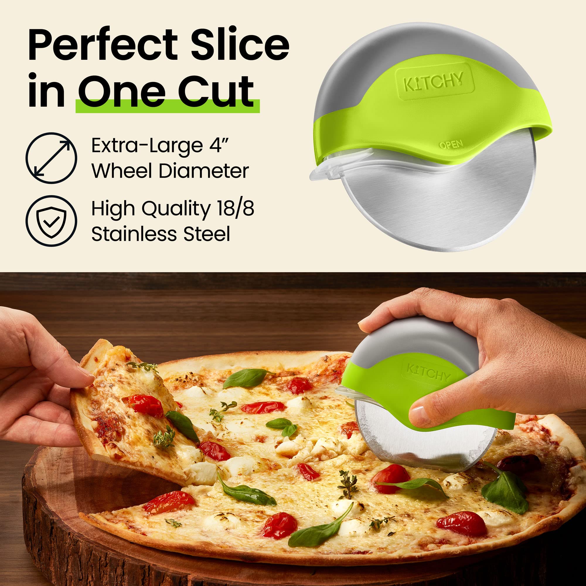 Diseño ergonómico de Kitchy facilita controlar el corte