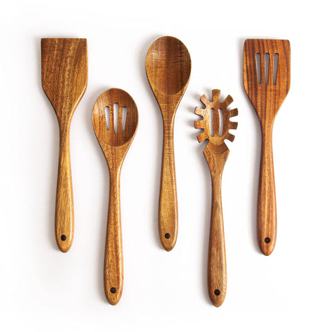 KITEISCAT espátula de cocina de acacia, ideal para remover sin rayar sartenes antiadhesivas.