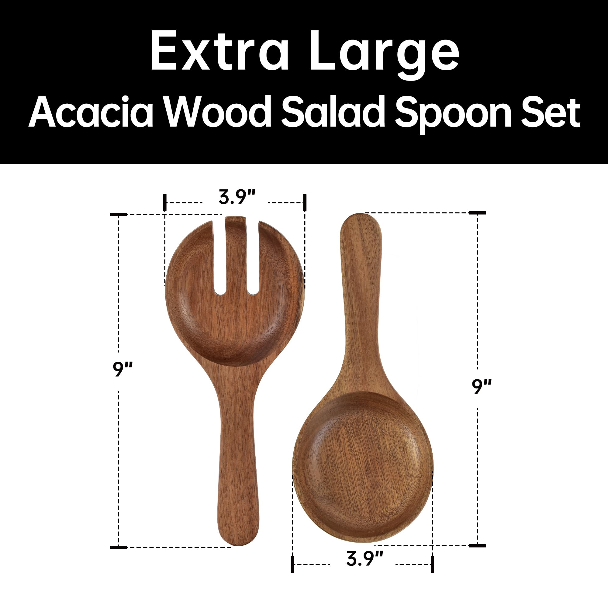 Utensilios para ensalada de KITEISCAT hechos de acacia para servir con comodidad.