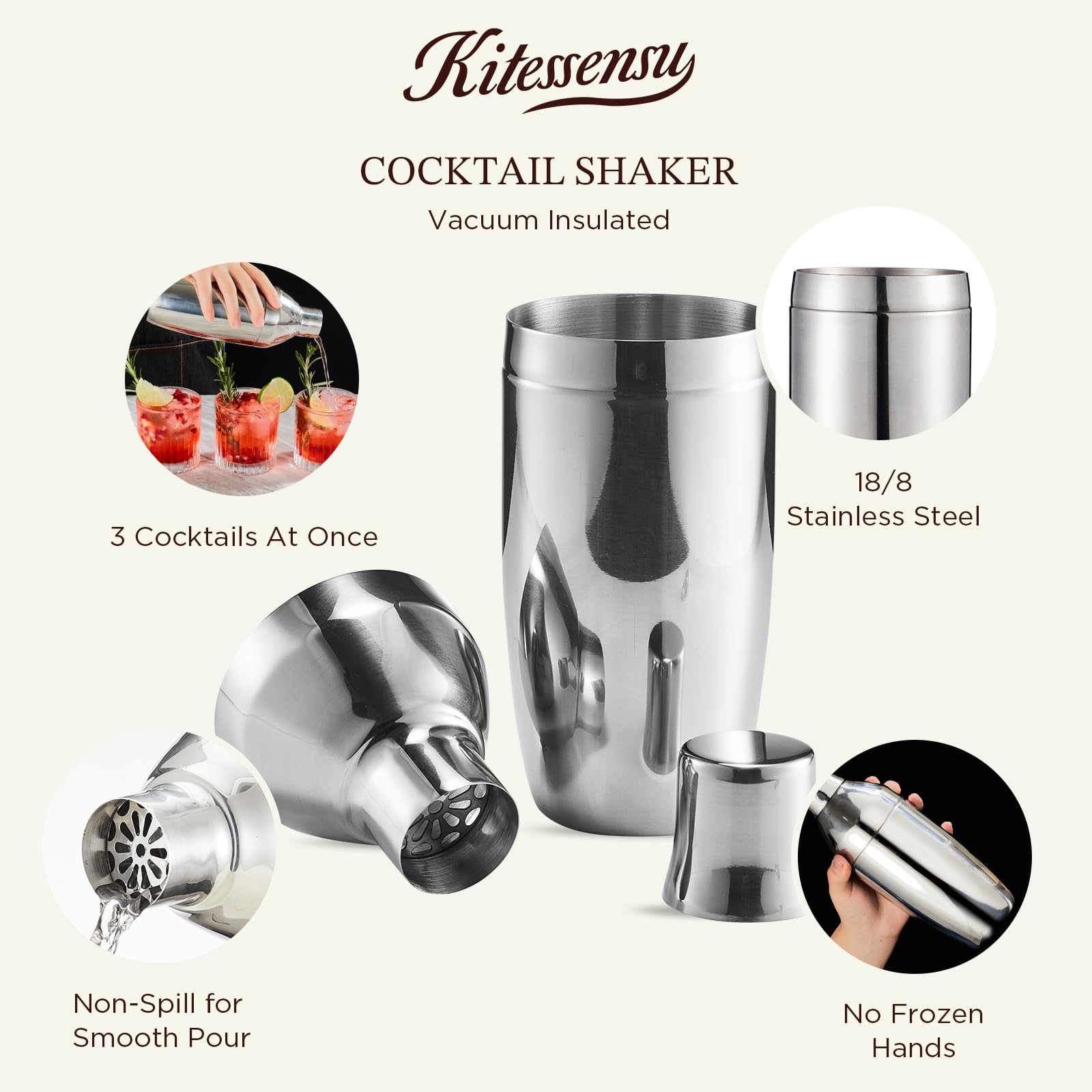 KITESSENSU cuchara de bar con diseño ergonómico para mezclar