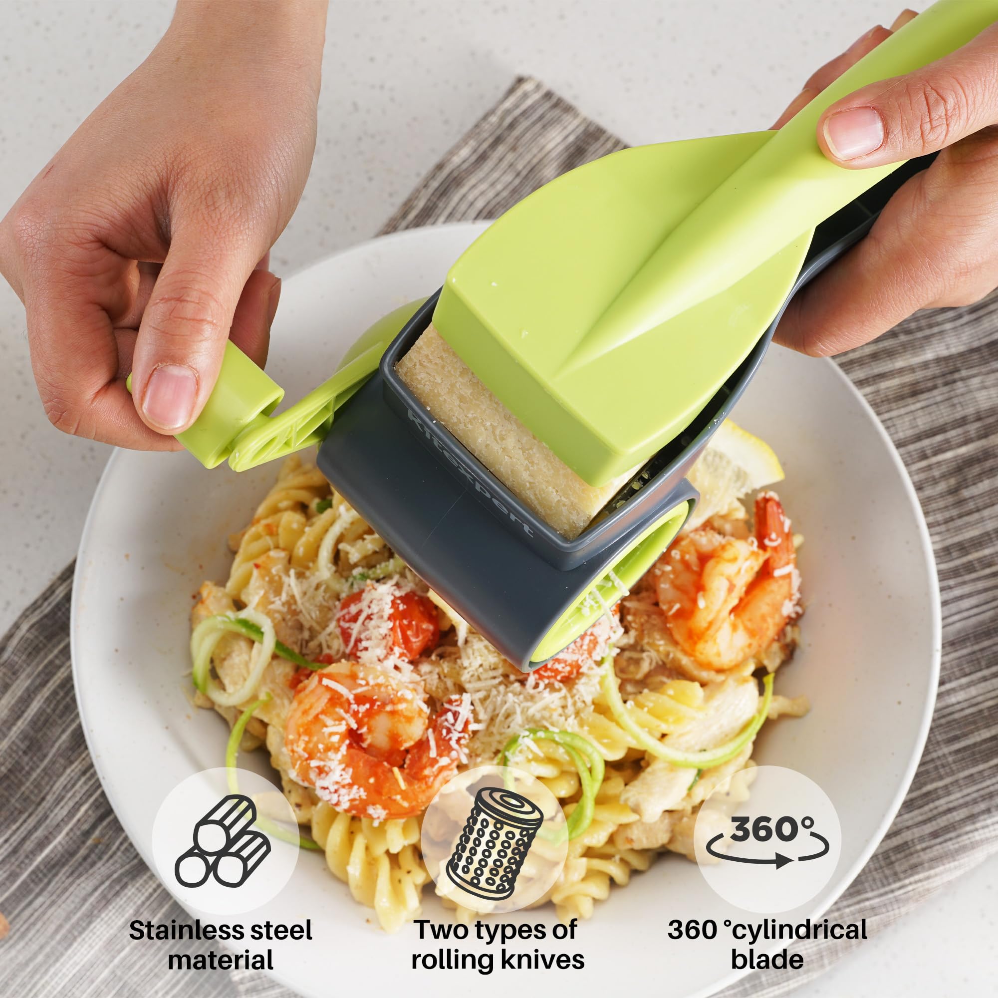 KITEXPERT rallador de queso parmesano para rallado fino y rápido