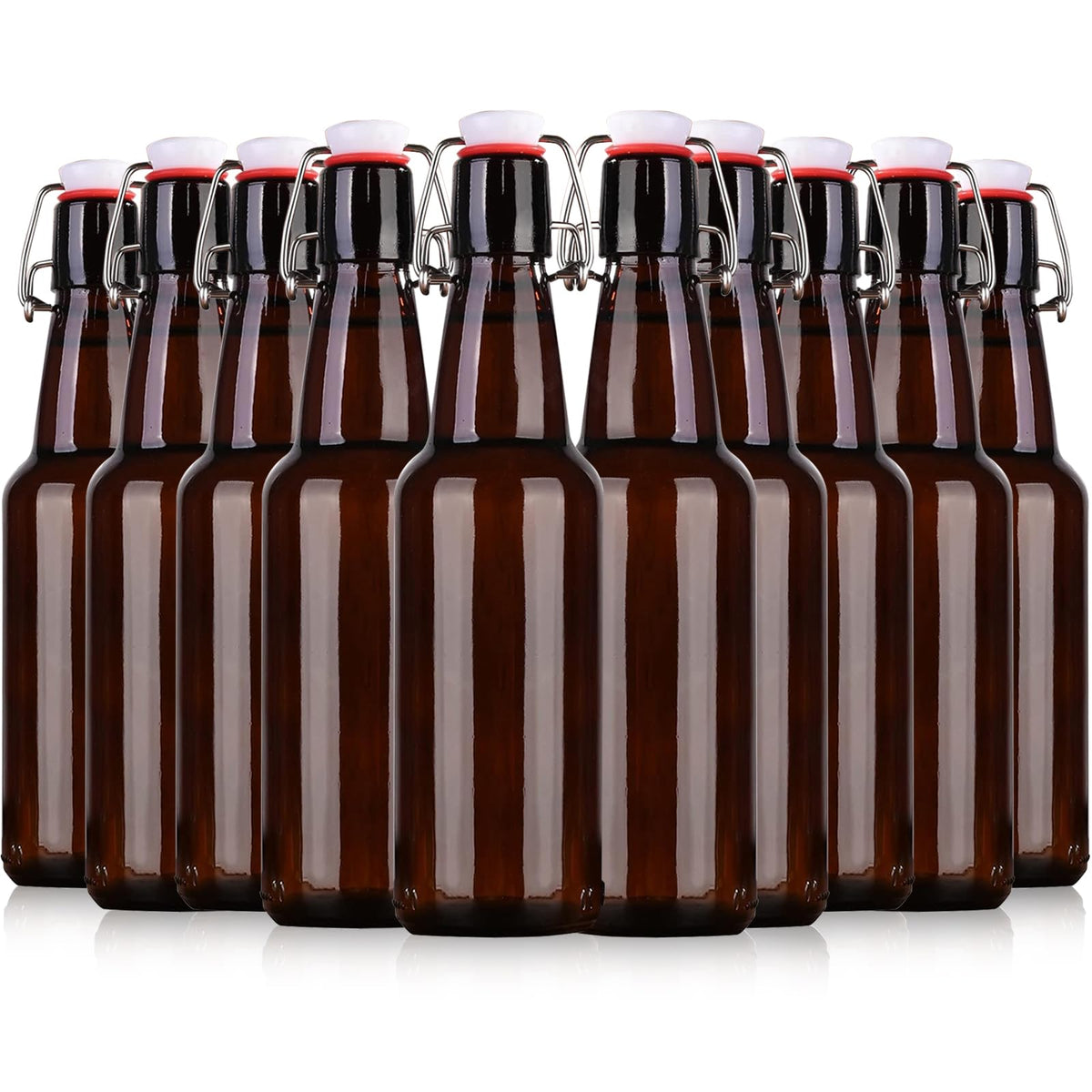 Botella KITGLASCUP ámbar con tapa giratoria, sellado hermético para bebidas caseras.