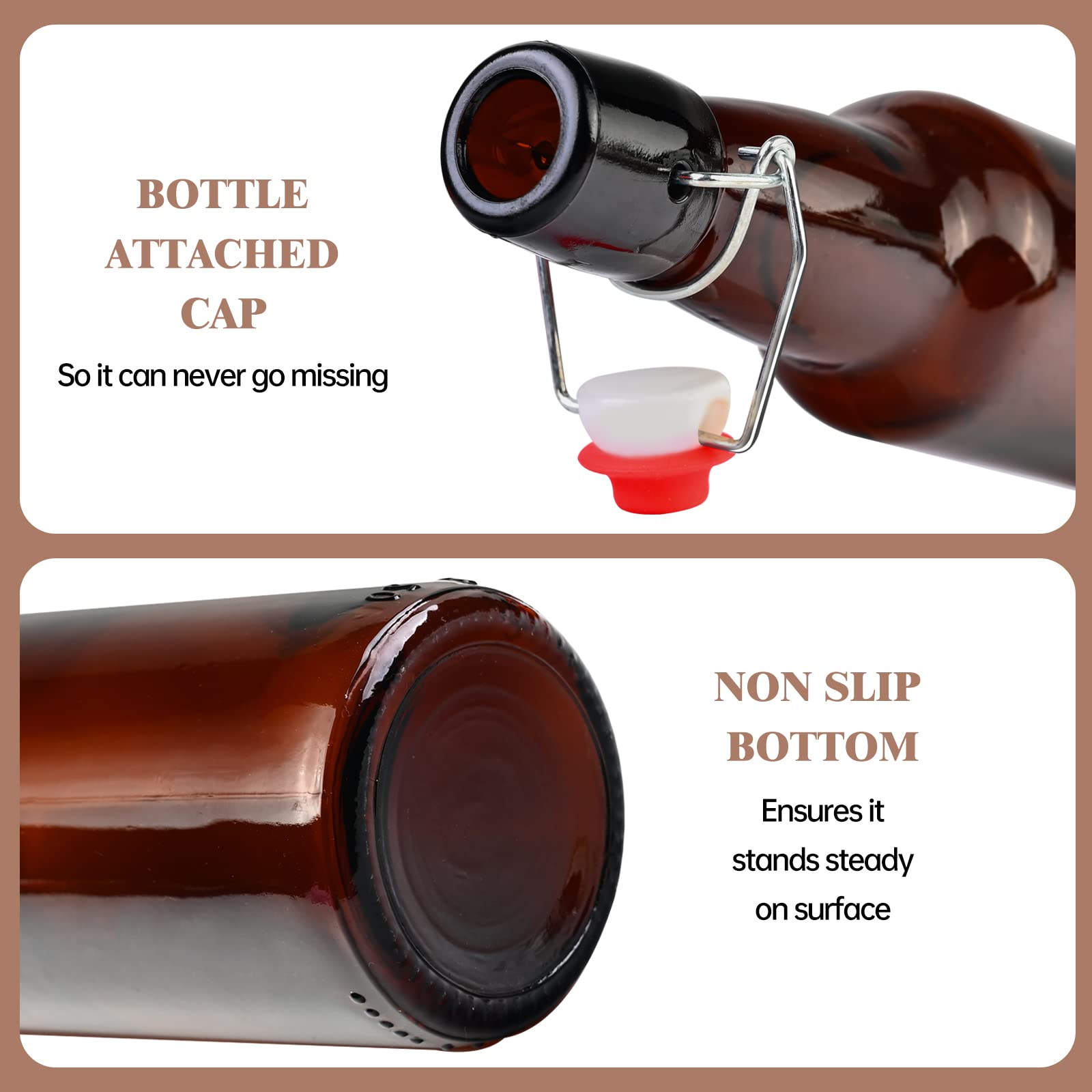 KITGLASCUP botella ámbar para kombucha de 12oz, fácil almacenamiento