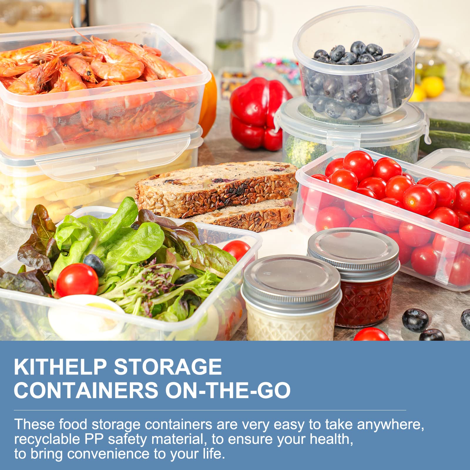 KITHELP Contenedores aptos para congelador y microondas para facilitar comidas.