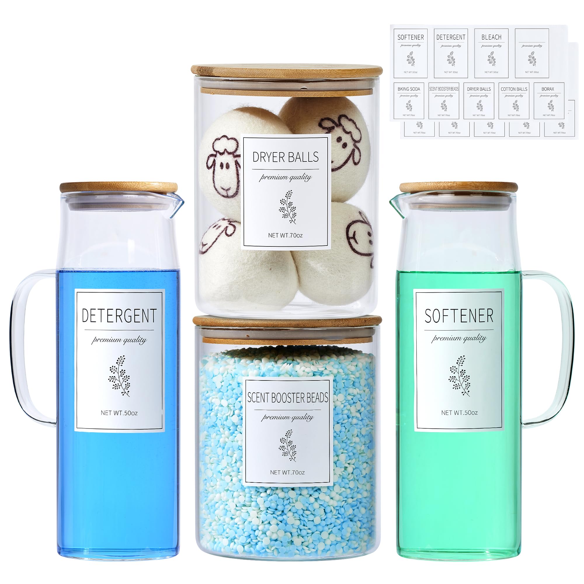 KitHero botellas de vidrio para lavandería de 70 oz con manejo cómodo.