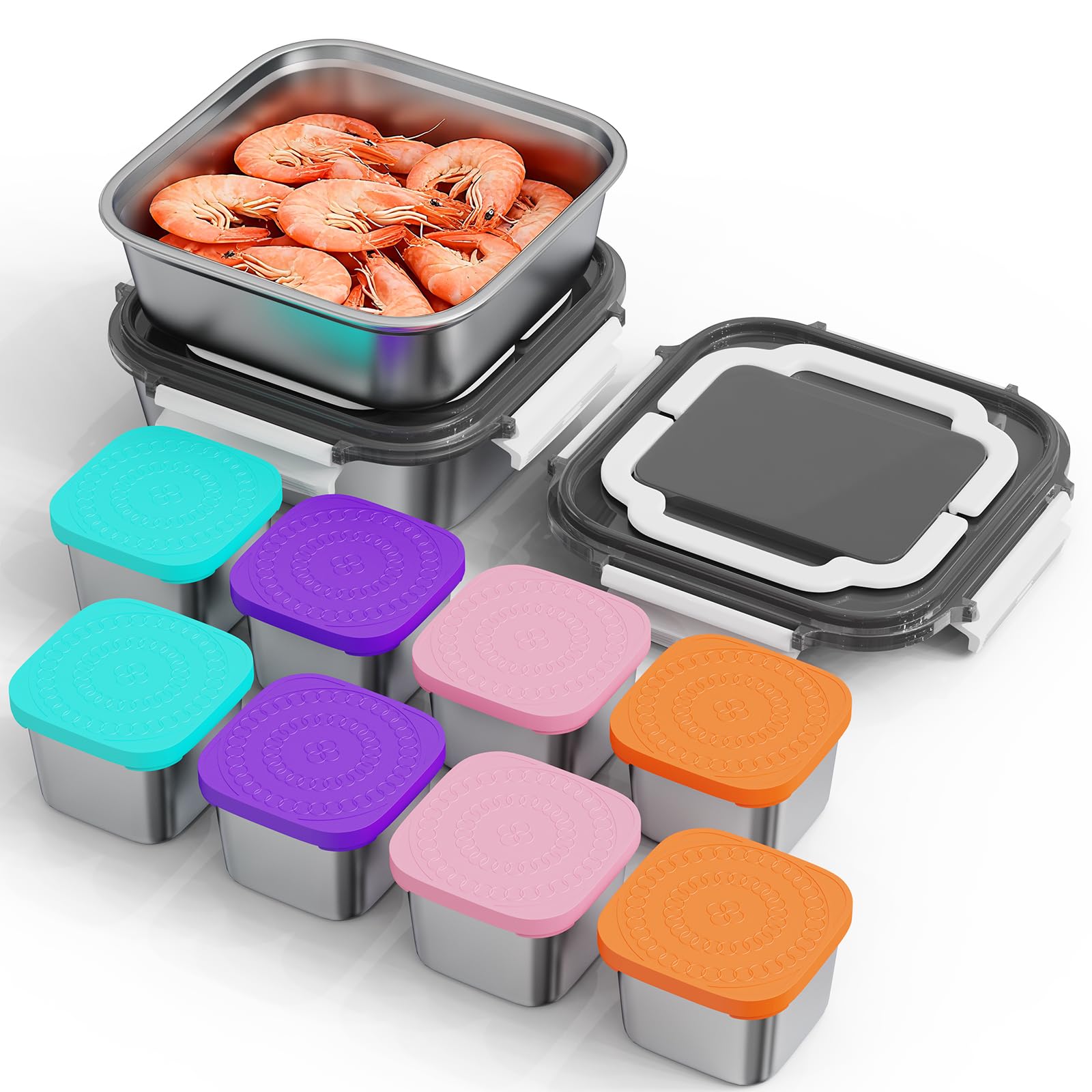 Kitlead conjunto de contenedores de acero inoxidable con tapas para almacenamiento duradero.
