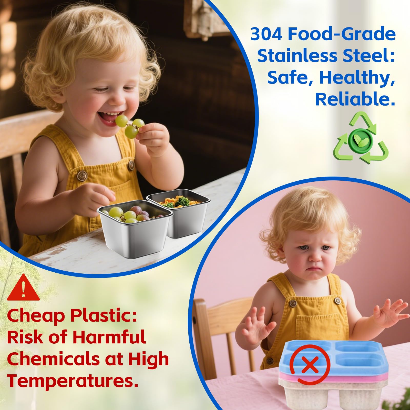 Materiales seguros para niños, sin roturas como el vidrio.
