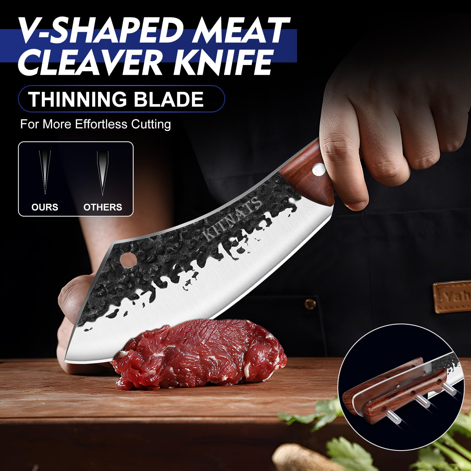 KITNATS cuchillo carnicero para cortar carne gruesa con precisión.