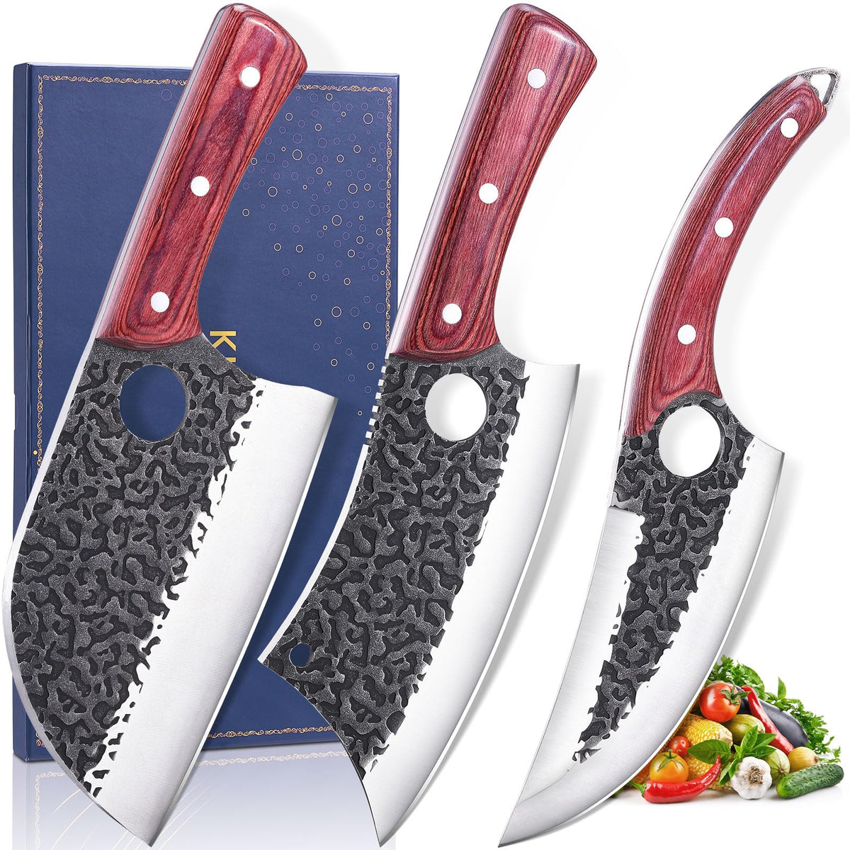 KITNATS cuchillo chef serbio de 6,8 pulgadas para picar verduras y carnes con facilidad.