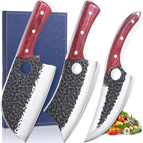 KITNATS cuchillo chef serbio de 6,8 pulgadas para picar verduras y carnes con facilidad.