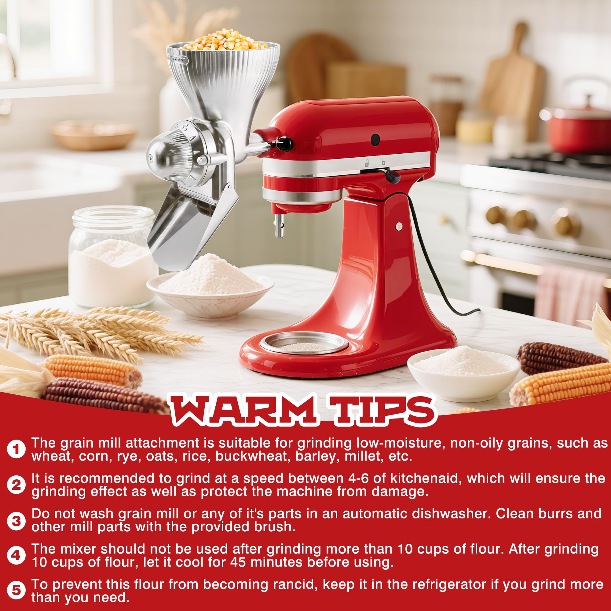 Diseño anti-salpicaduras del molinillo KITOART para KitchenAid