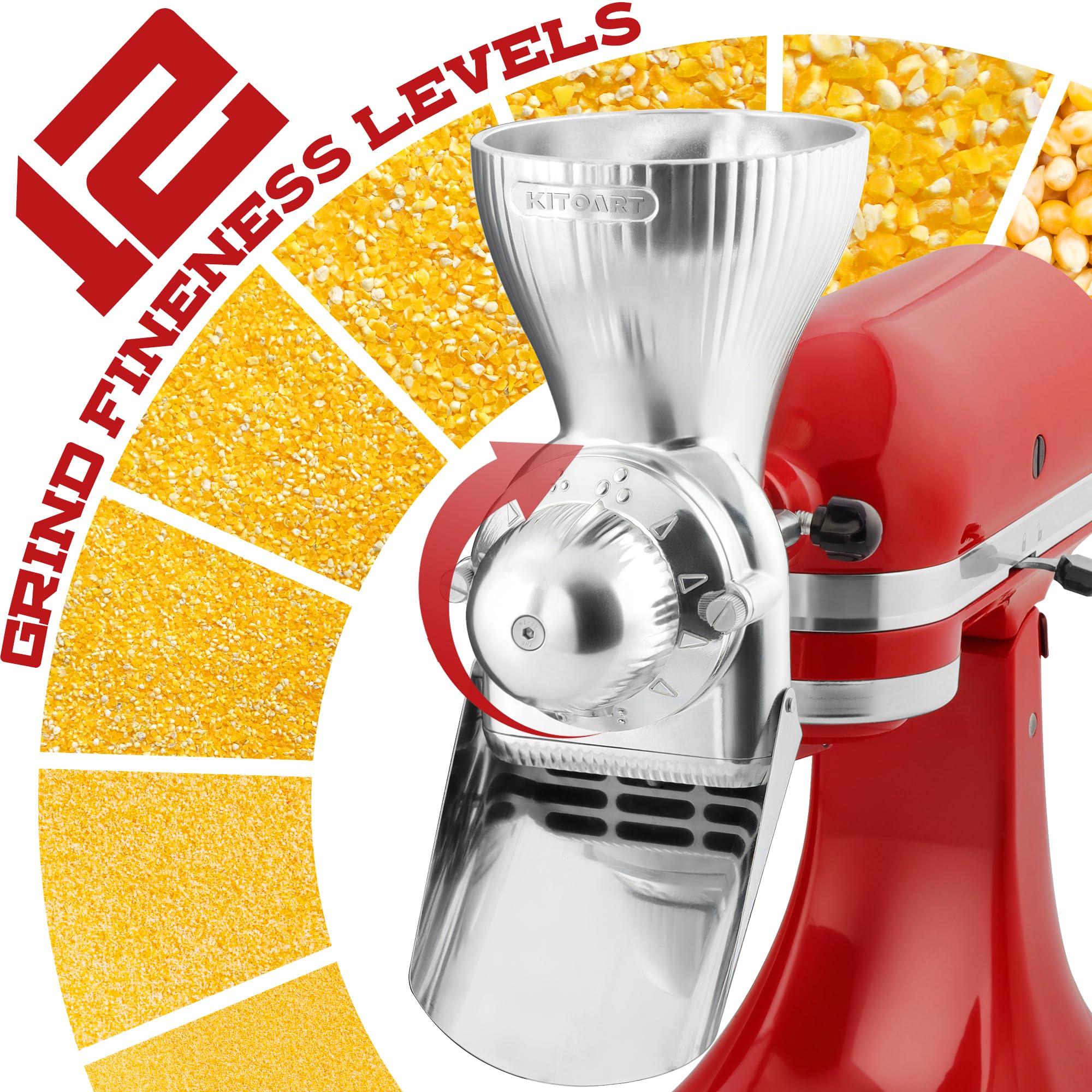 KITOART molinillo para batidora KitchenAid: ajuste de 12 niveles para la finura deseada