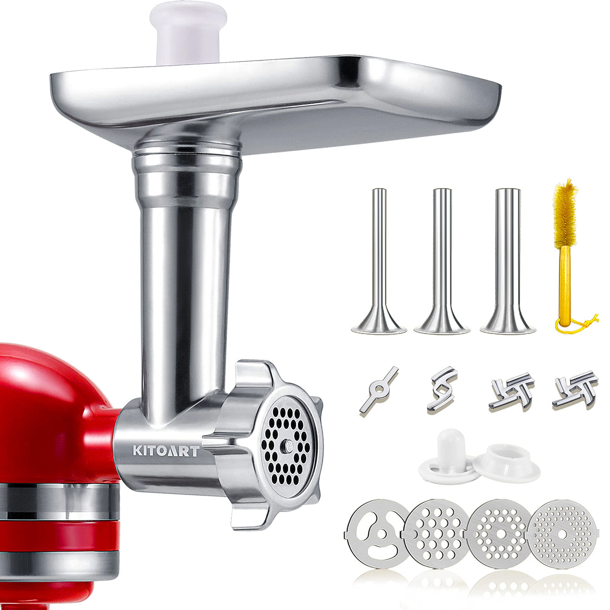 KITOART picadora de carne de acero inoxidable para KitchenAid, molienda precisa